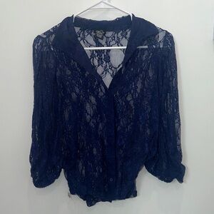 Rue21 Deep Blue Lace Blouse